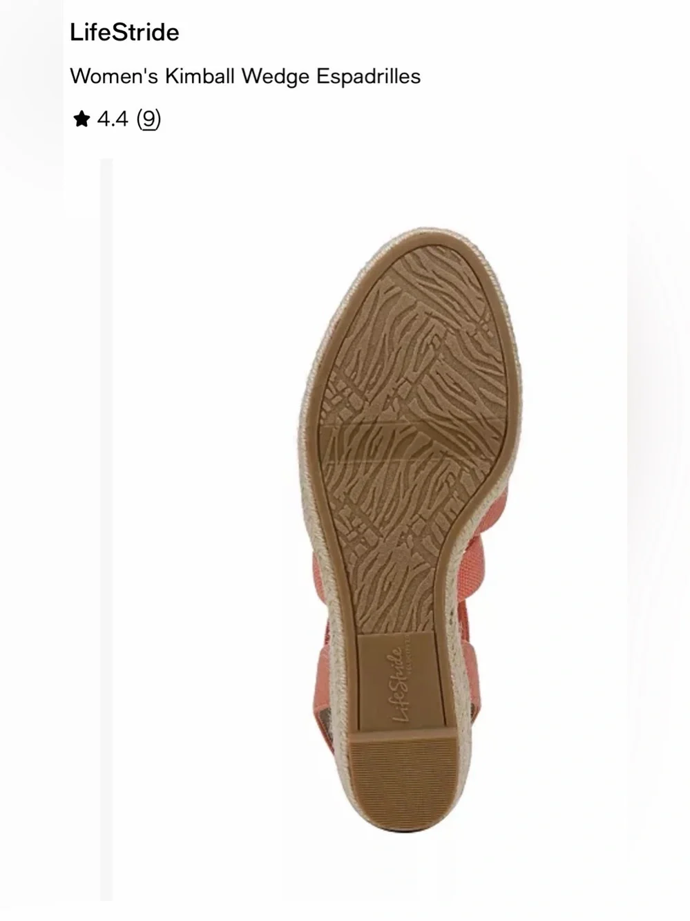 NWOT LifeStride Women's Kimball Wedge Espadrilles Coral Pink